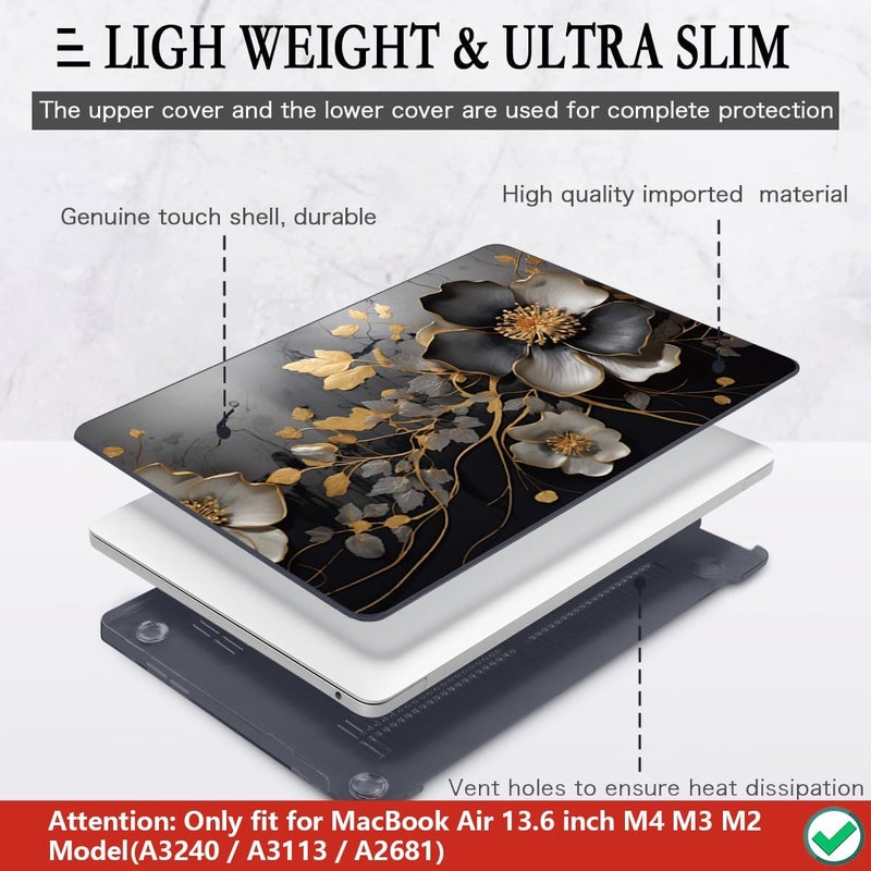 CISSOOK Compatible with MacBook Air 13.6 inch 2025 2024 2023 2022 Release M4 A3240 M3 A3113 A2681 M2, Floral Hard Shell Case Keyboard Skin Cover Screen Protector - Abstract Oil Painting - Image 4
